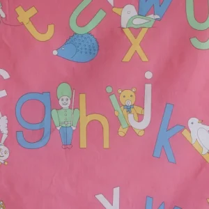 New Palava ABC Pink Pastel Print Fabric - Cotton