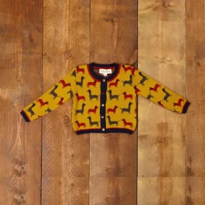 Shop Palava Children's Cardigan - Mustard Sausage Dog