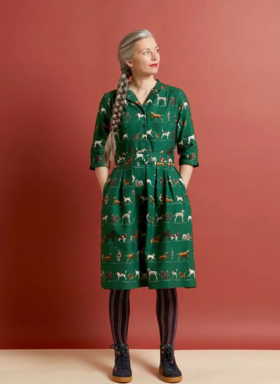 Cheap Palava Cynthia Dress - Green Porcelain Dogs