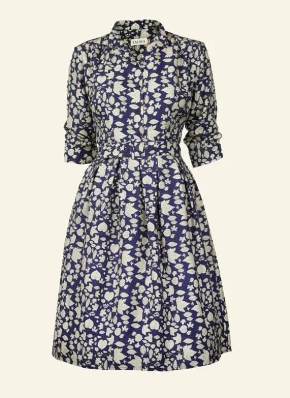 Discount Palava Cynthia Dress - Navy Autumn Leaves