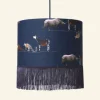 Cheap Palava Drum Fringe Lampshade - Navy Endangered Animals