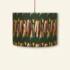 Outlet Palava Drum Lampshade - Green Mid-Century Feather
