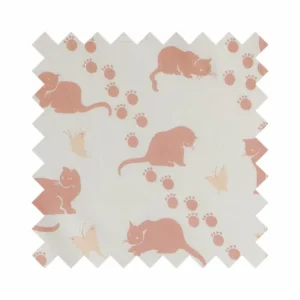 Cheap Palava Ecru Large Cat Print Fabric - Cotton