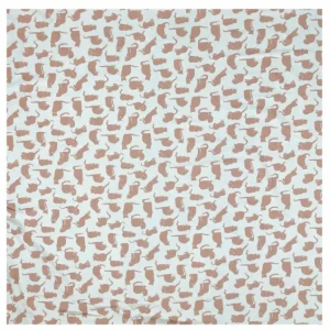 New Palava Ecru Small Cat Print Fabric - Cotton