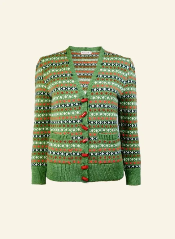 Flash Sale Palava Heritage - 100% British Wool Cardigan - Popcorn Green