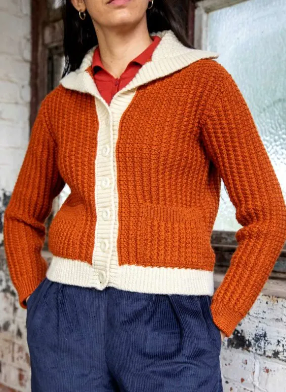 Outlet Palava Heritage - 100% British Wool Cardigan - Corvette Rust