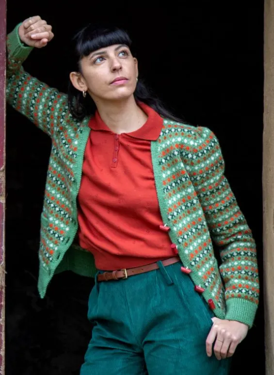 Flash Sale Palava Heritage - 100% British Wool Cardigan - Popcorn Green