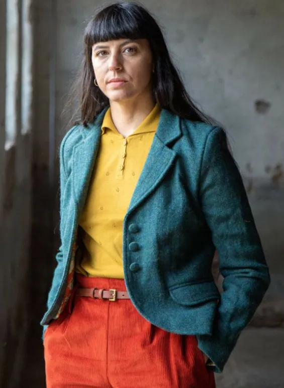 Shop Palava Heritage Riding Jacket - Teal with Treasure Map Lining