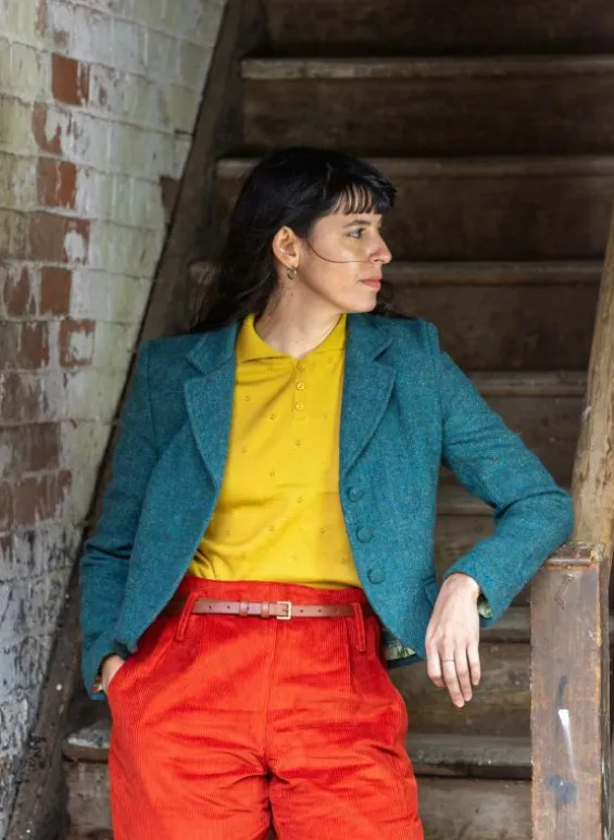Shop Palava Heritage Riding Jacket - Teal with Treasure Map Lining