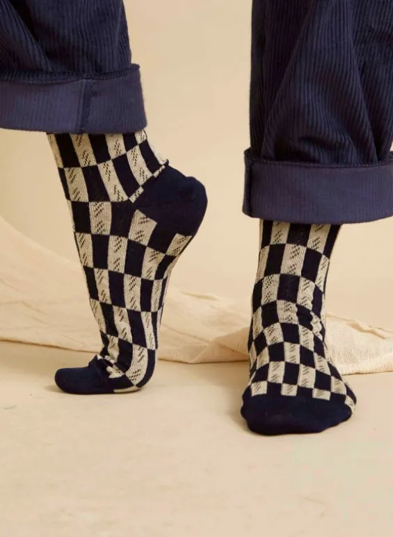 Store Palava Knee High Socks - Navy Feather