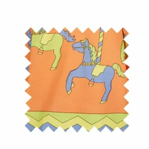 Best Sale Palava Orange Carousel Print Fabric - Cotton