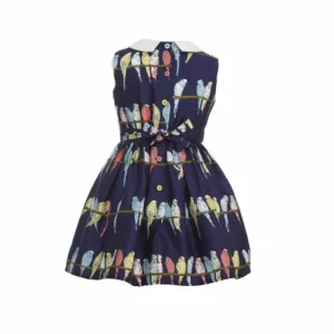 Shop Palava Penny Children's Dress - Navy Budgies