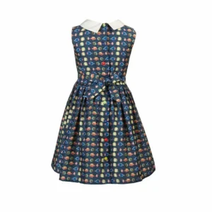 Discount Palava Penny Girl's Dress - Navy Tropical Fish
