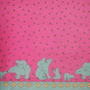 Hot Palava Pink/Green Polar Bear Fabric - Oilcloth