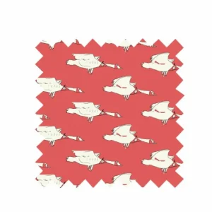 Online Palava Red Ducks Fabric - Organic Cotton Twill