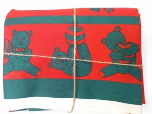 Flash Sale Palava Red /Green teddy Fabric - Cotton Twill