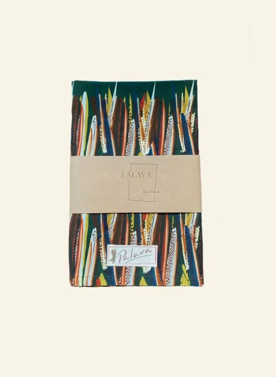 Discount Palava Tea Towel - Green Mid-Century Feather